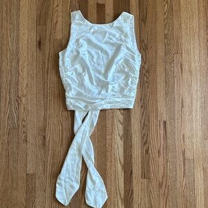 Showpo Oyster Satin Open Back Tie Top